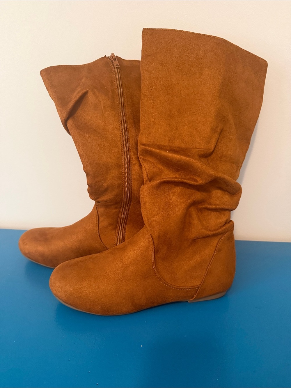 Women's Slouchy Moccasin Boots in Cognac Brown